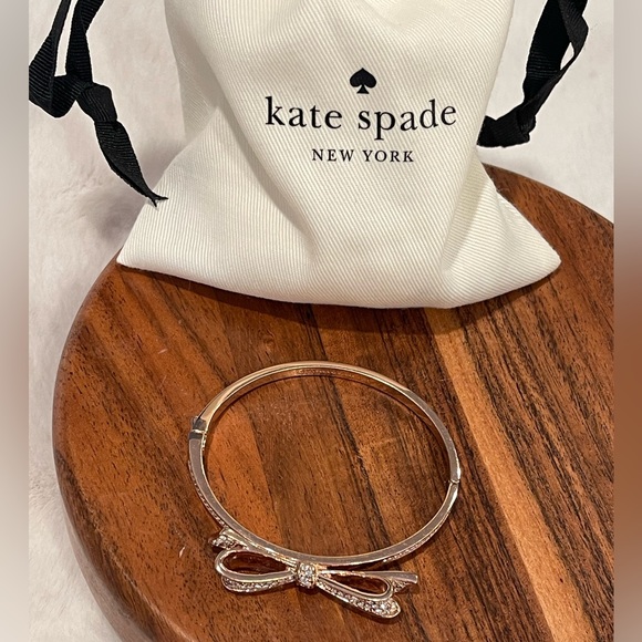 Kate Spade Rose Gold Tone "Love Notes" Pave Crystal Bow
Hinged Bangle Bracelet - Picture 3 of 4
